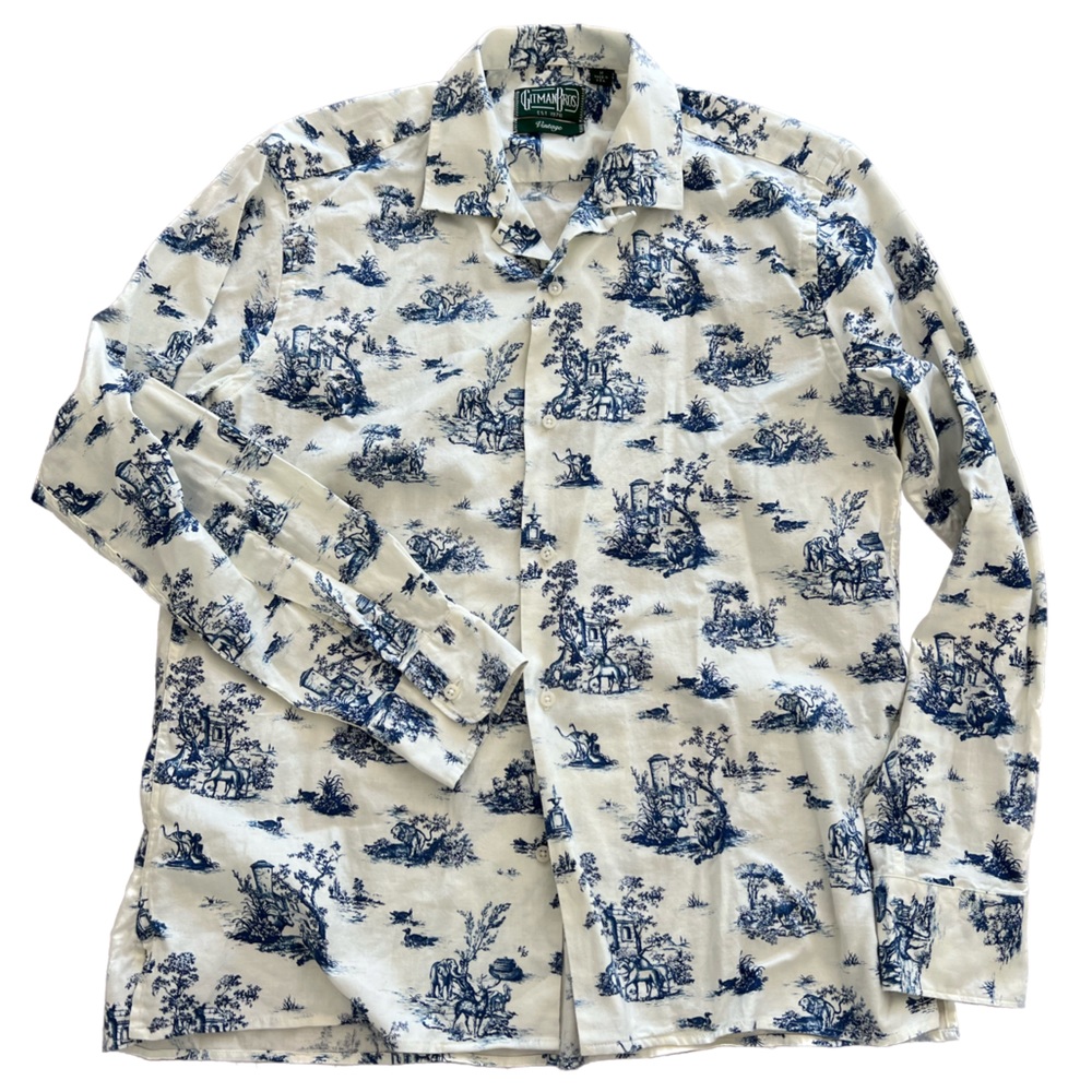Gitman Bros Vintage Long Sleeve Toile Camp Shirt - MEDIUM